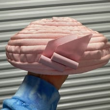 Vintage Baby Pink Favorette Beret Hat with Bow