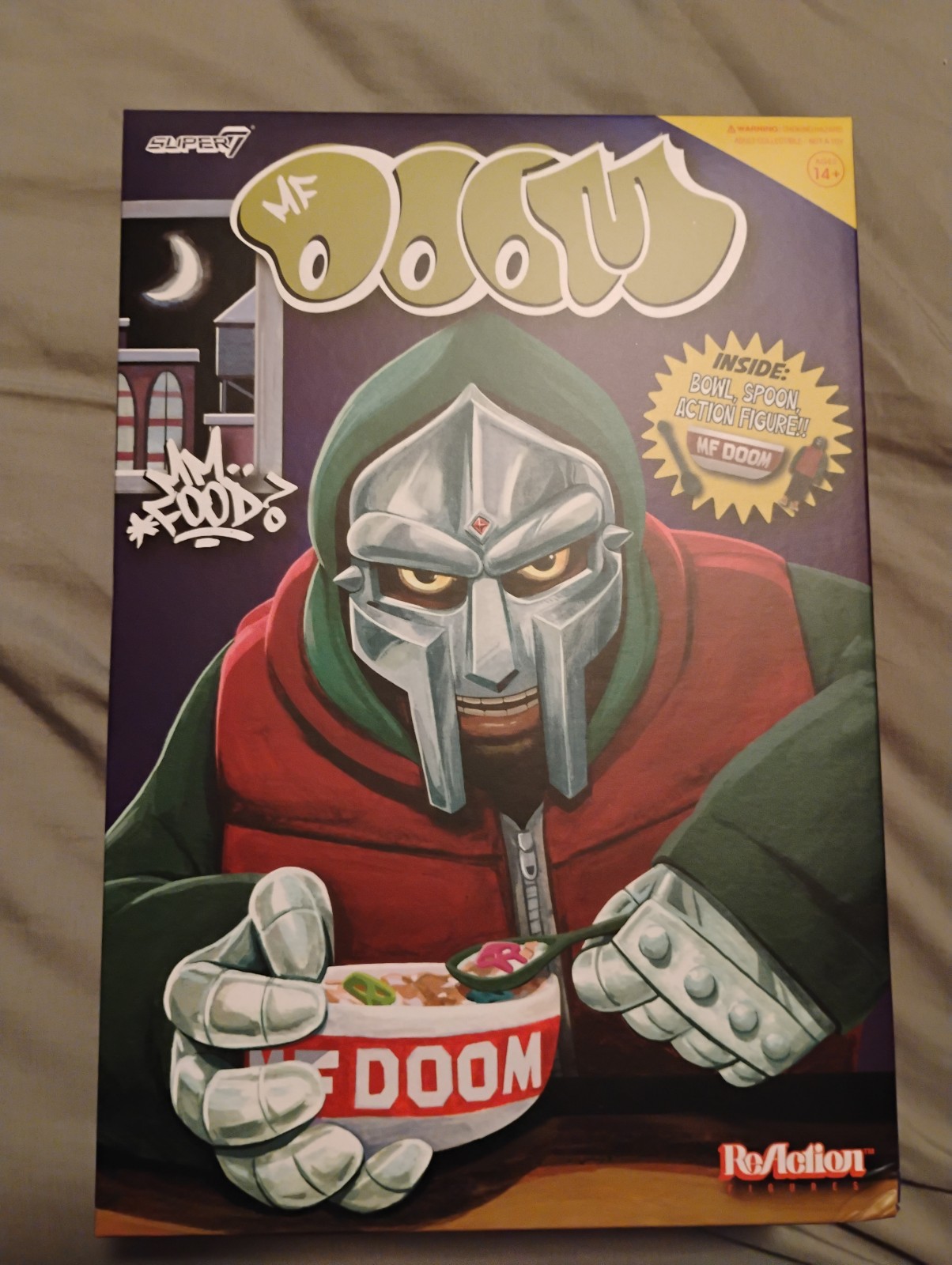 MF Doom Super 7 ReAction Figure Cereal Box Bowl & Spoon Exclusive (BrandNew)