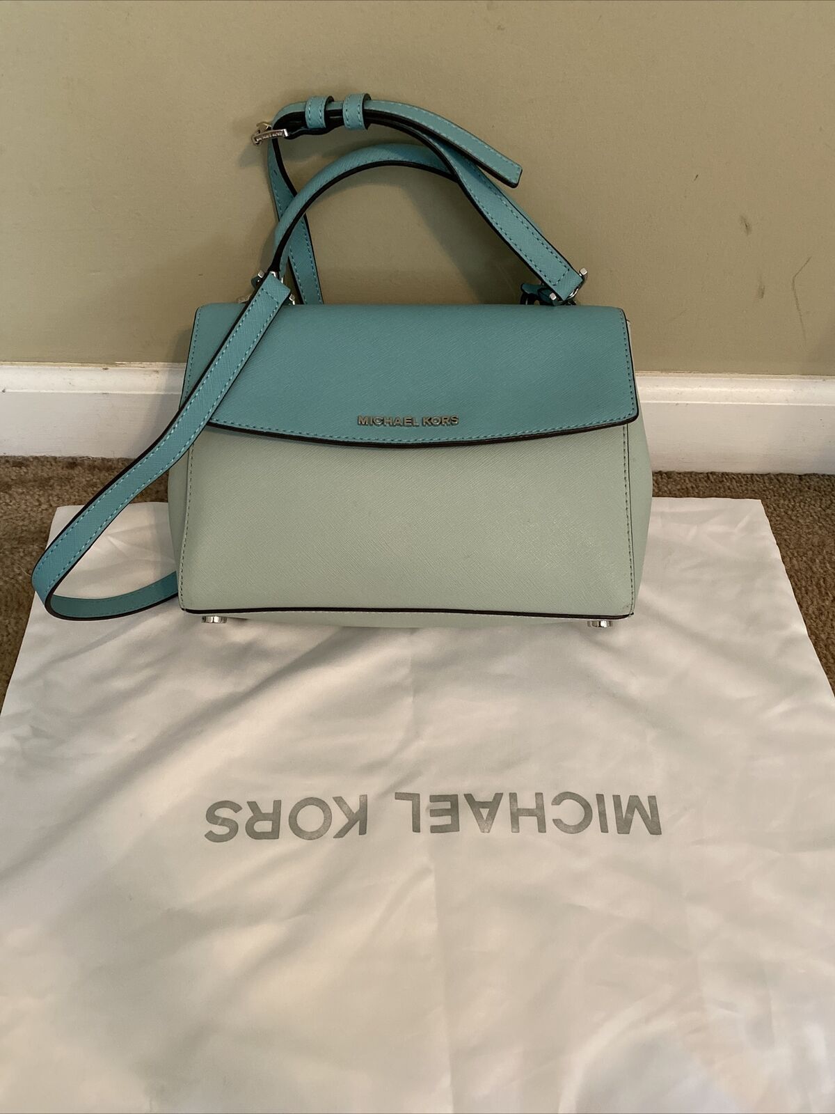 Michael Kors Blue Color Small Crossbody Bag