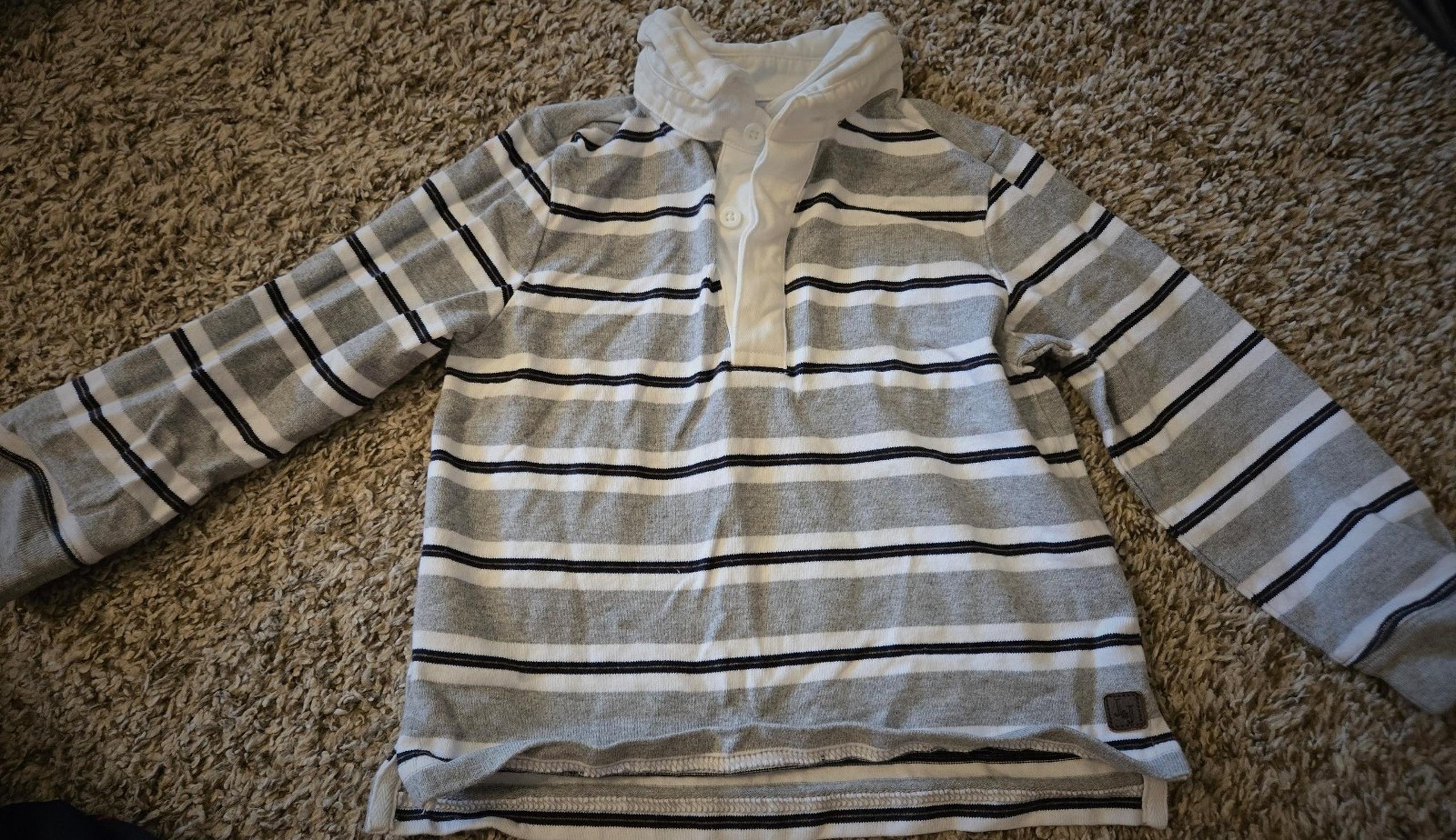 Janie and Jack Toddler Boy Grey Striped Long Sleeve Size 2T