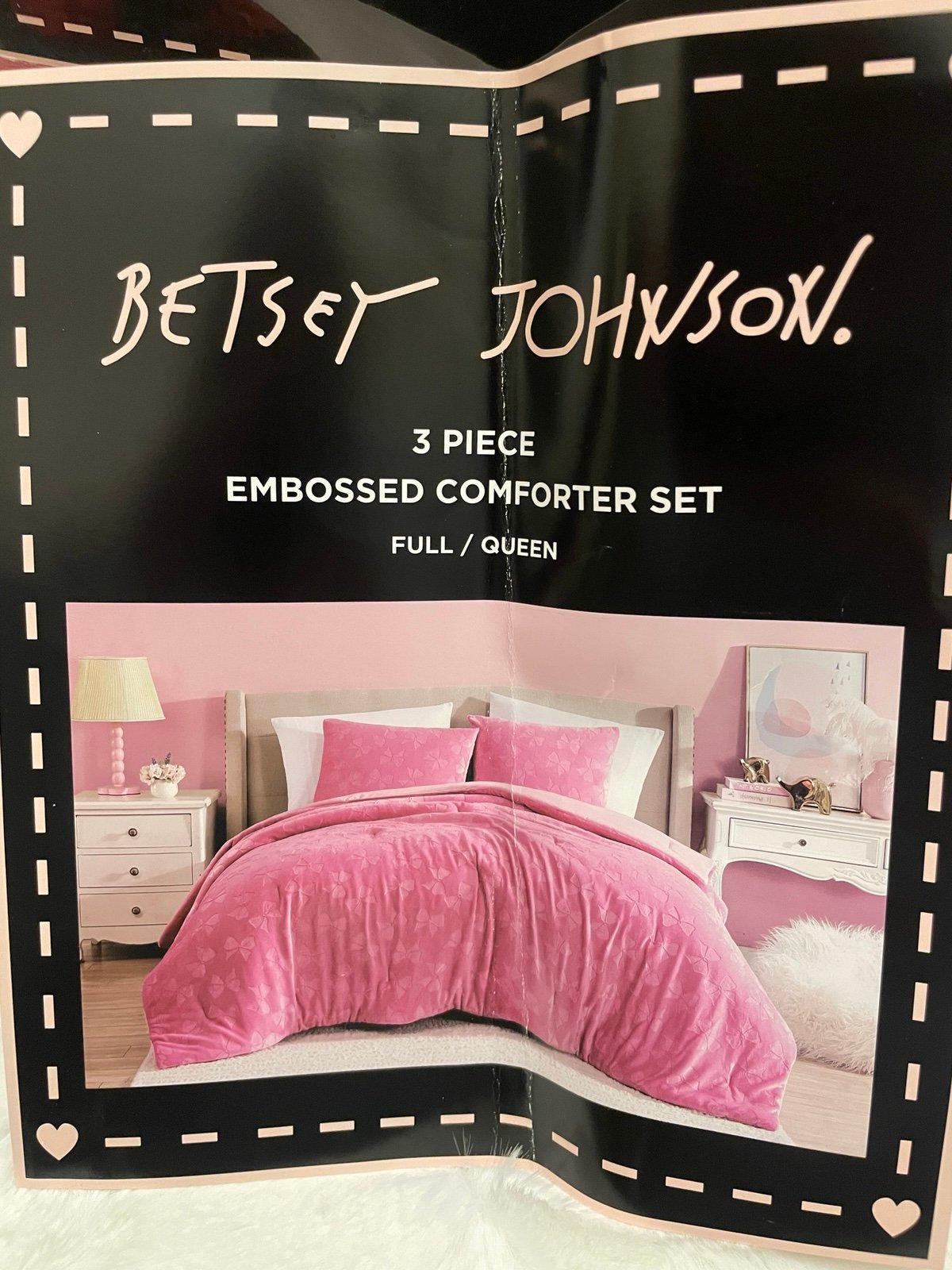 Betsey Johnson pink bows print QUEEN sheet set