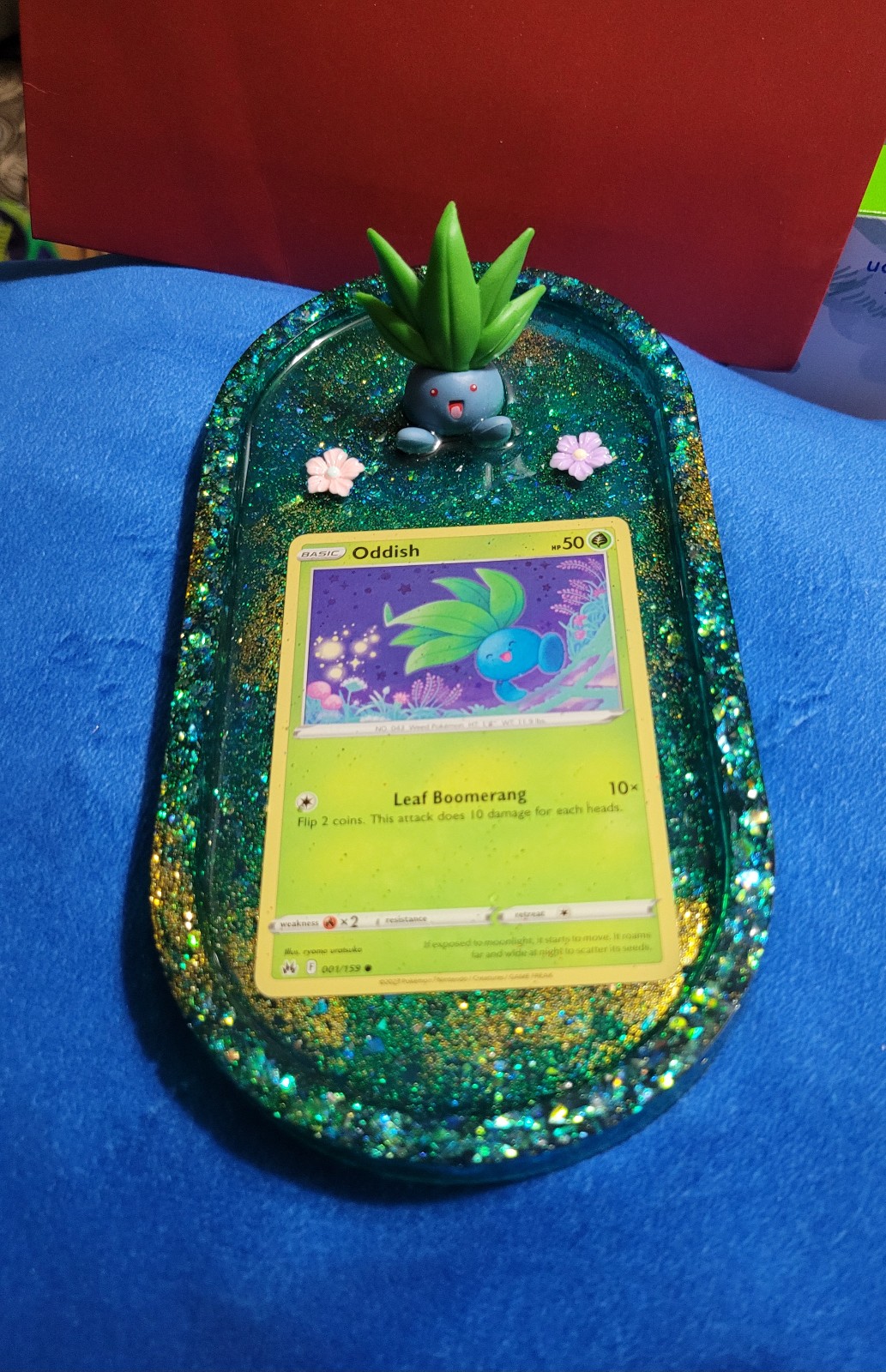Pokemon oddish trading card jazwares figure epoxy resin trinket dish coaster