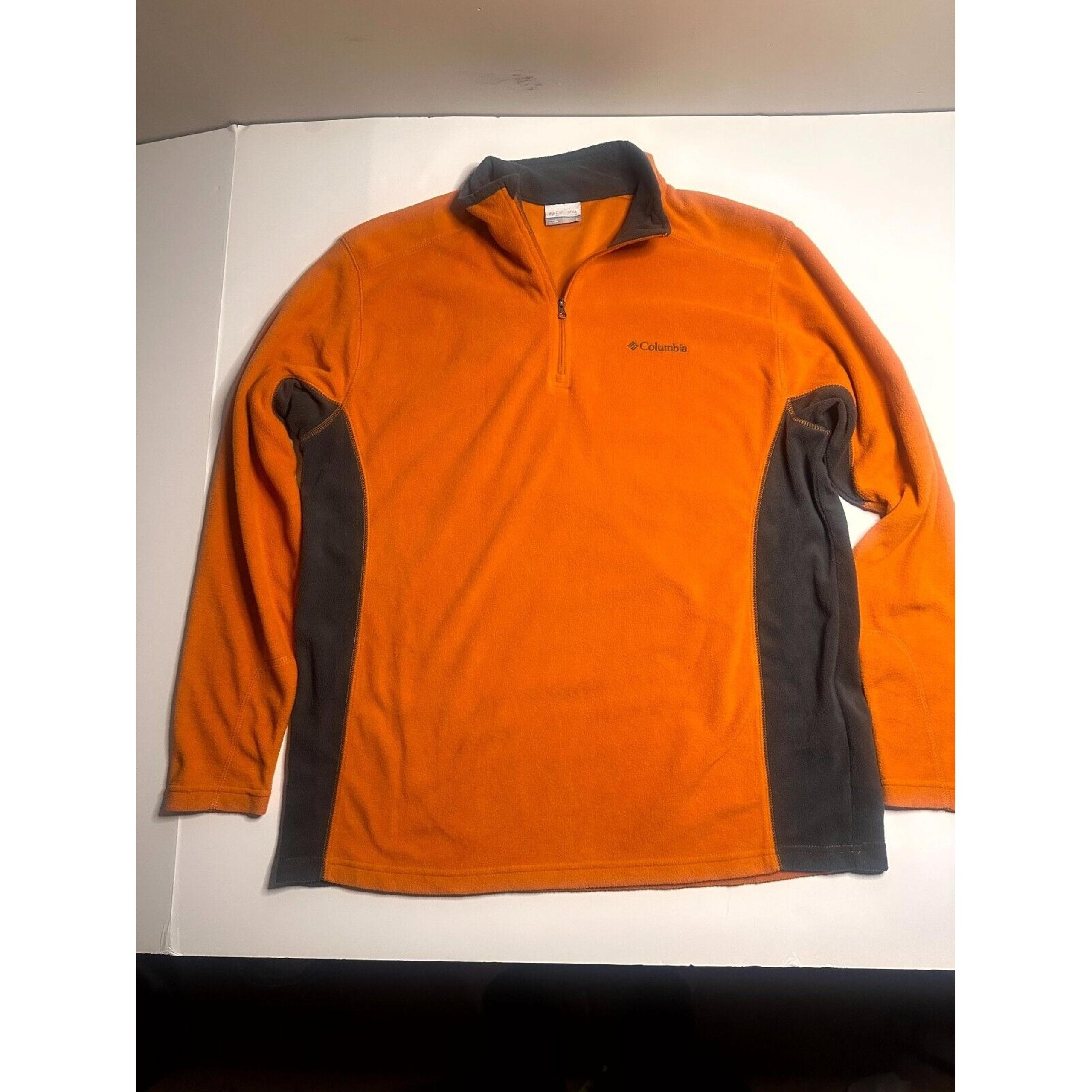 Columbia Sweater Mens Large Orange Fleece Long Sleeve Mock Neck 1/4 Zip Pullover