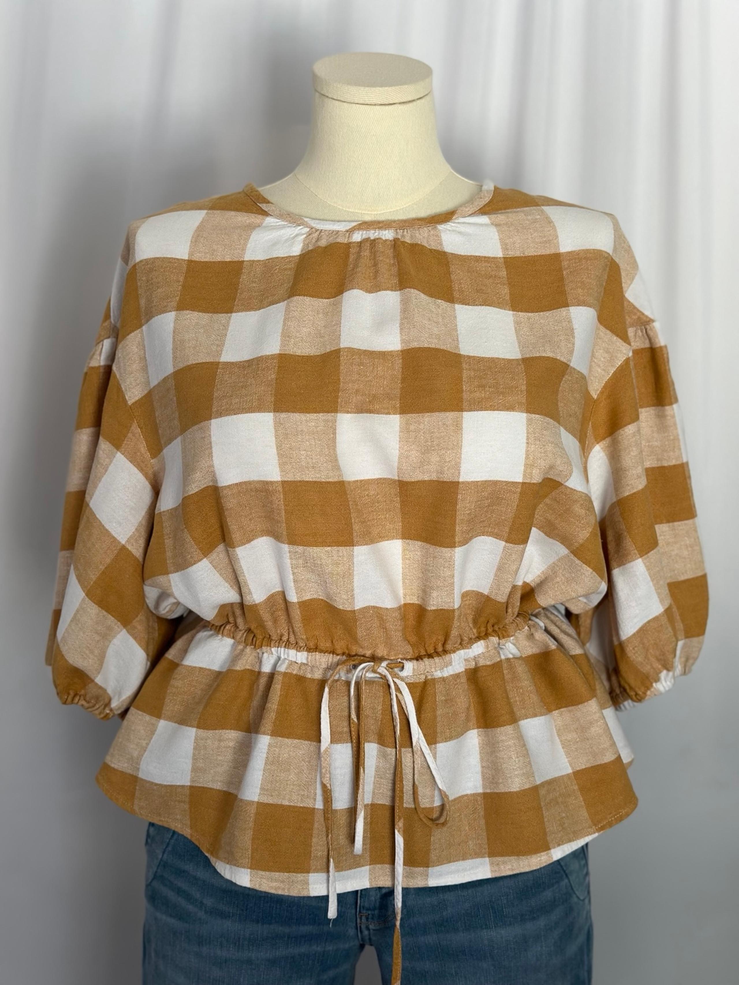 Who What Wear Plus Size Balloon Elbow Sleeve Popover Blouse (450)