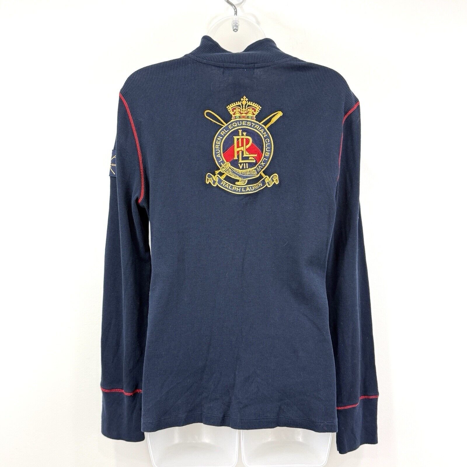 Lauren Active Ralph Lauren Quarter Zip Women XL Navy Big Crest Equestrian Preppy