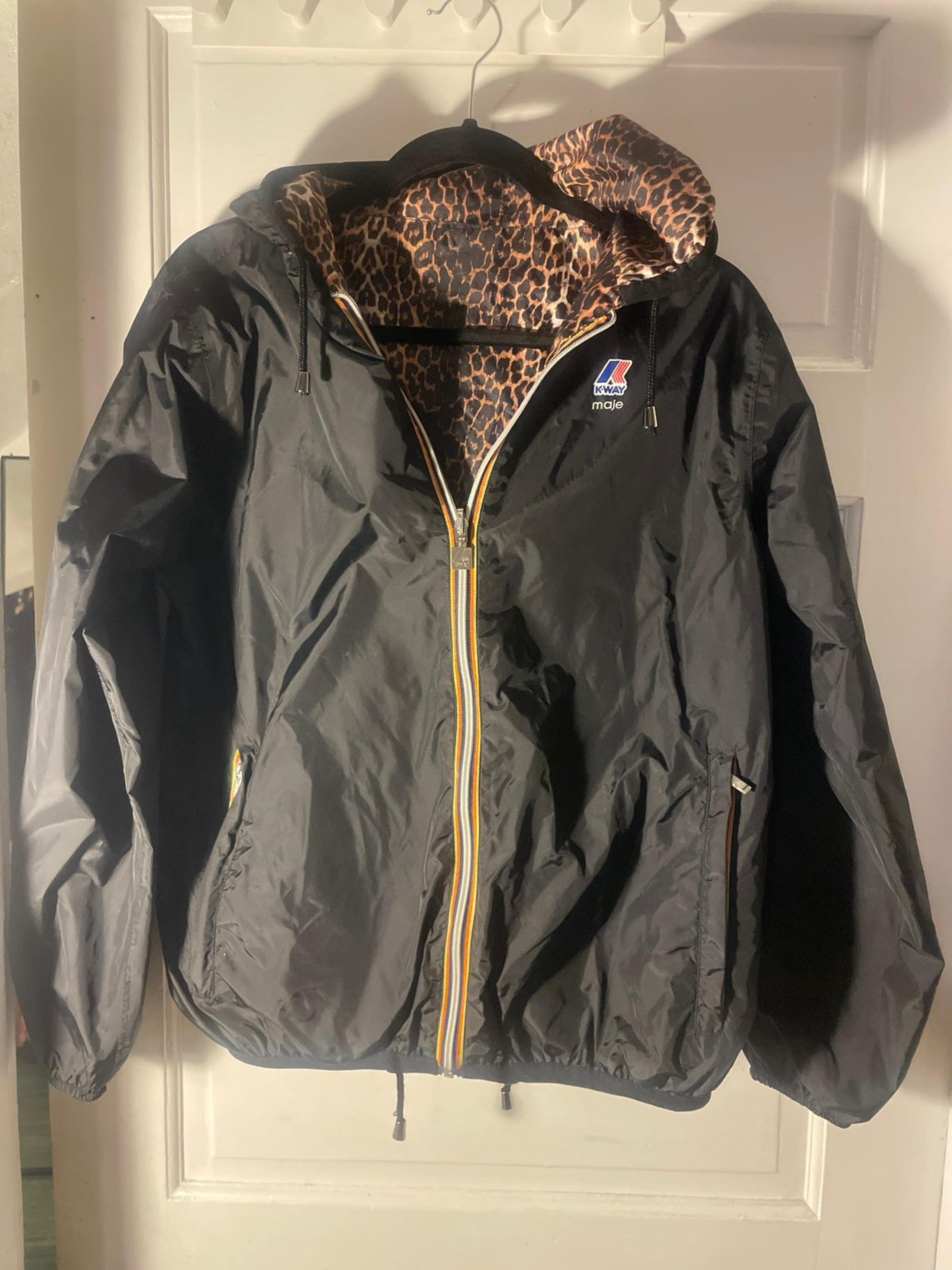 Reversible K-Way black to Leopard Windbreaker size M