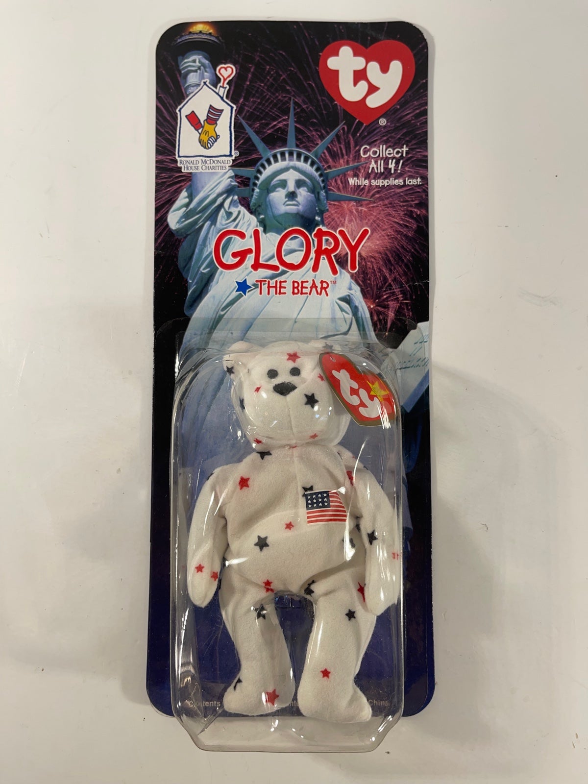 Ty Teenie Beanie Baby Glory the Bear 1997 Mcdonalds Rare with Tag Errors 1993