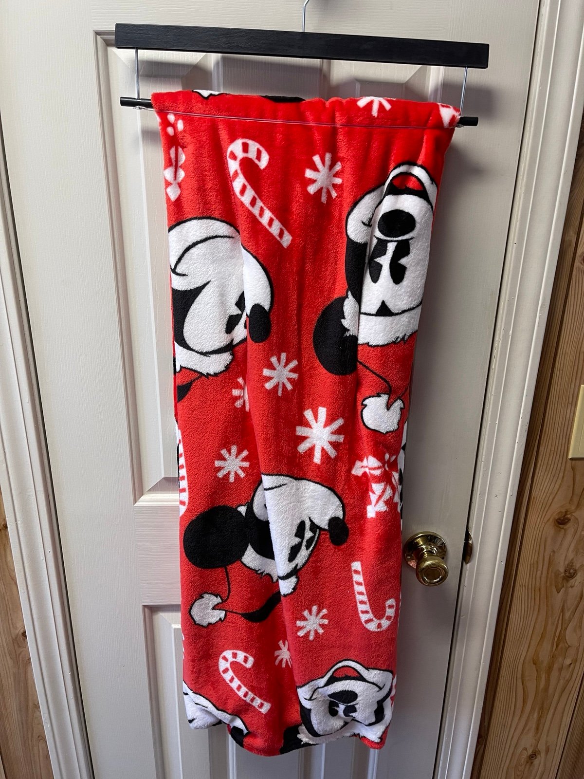 Disney Mickey Mouse Red Snowflake And Candy Cane Christmas Blanket