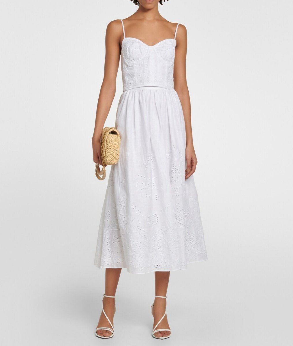 polo ralph lauren broderie-anglaise linen midi skirt | free shipping