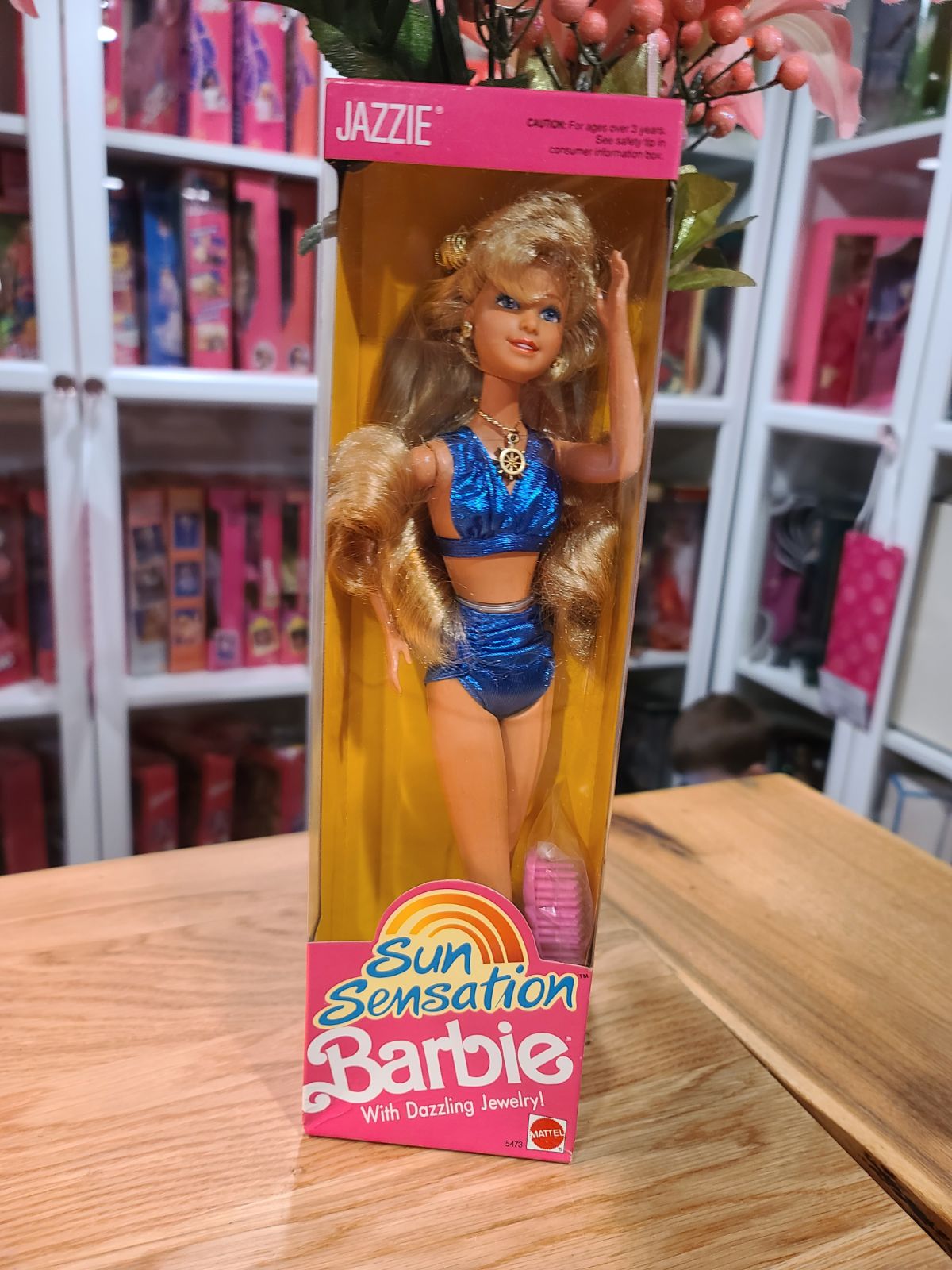 NEW! 1991 SUN SENSATION JAZZIE BARBIE w/DAZZLING JEWELRY!