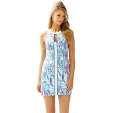 Lilly Pulitzer Pearl Shift Dress in Blue Pink Size 2