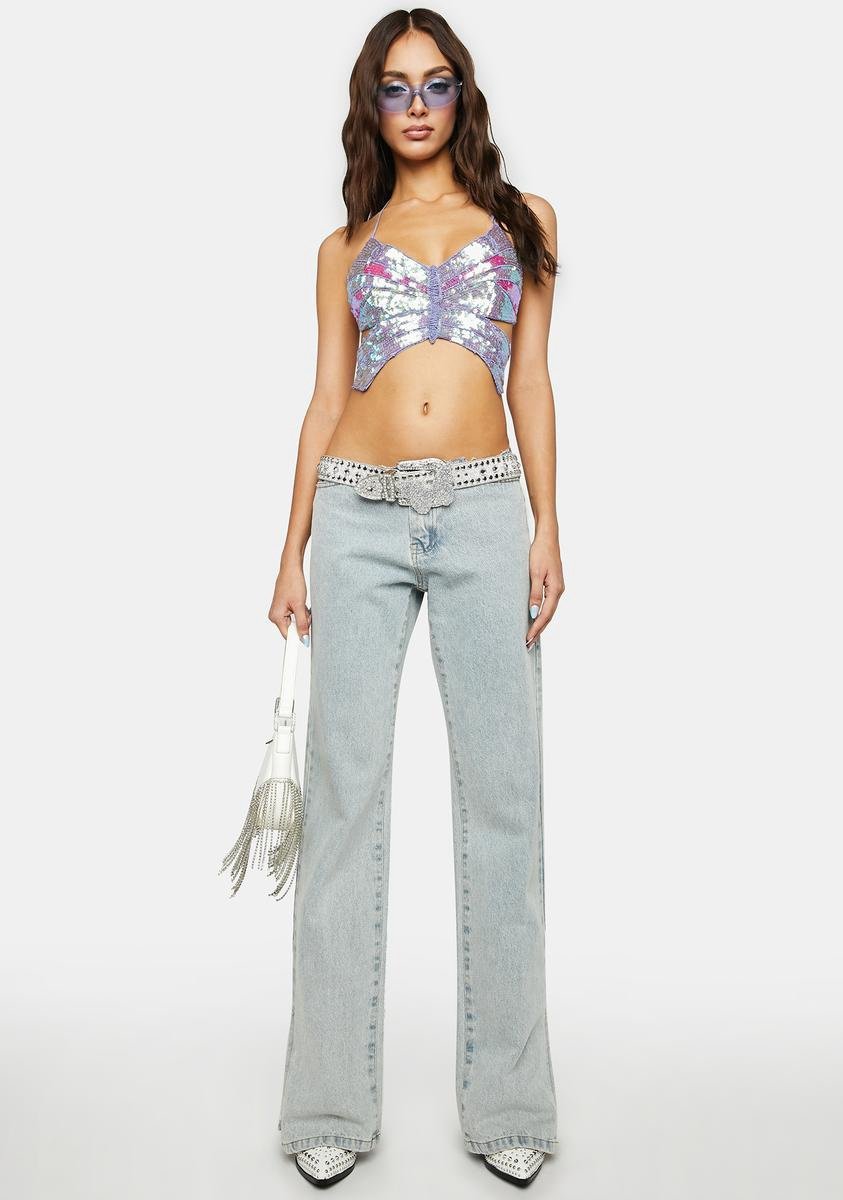 Dolls Kill Lilac Playa Dreamin' Butterfly Top Size S / M