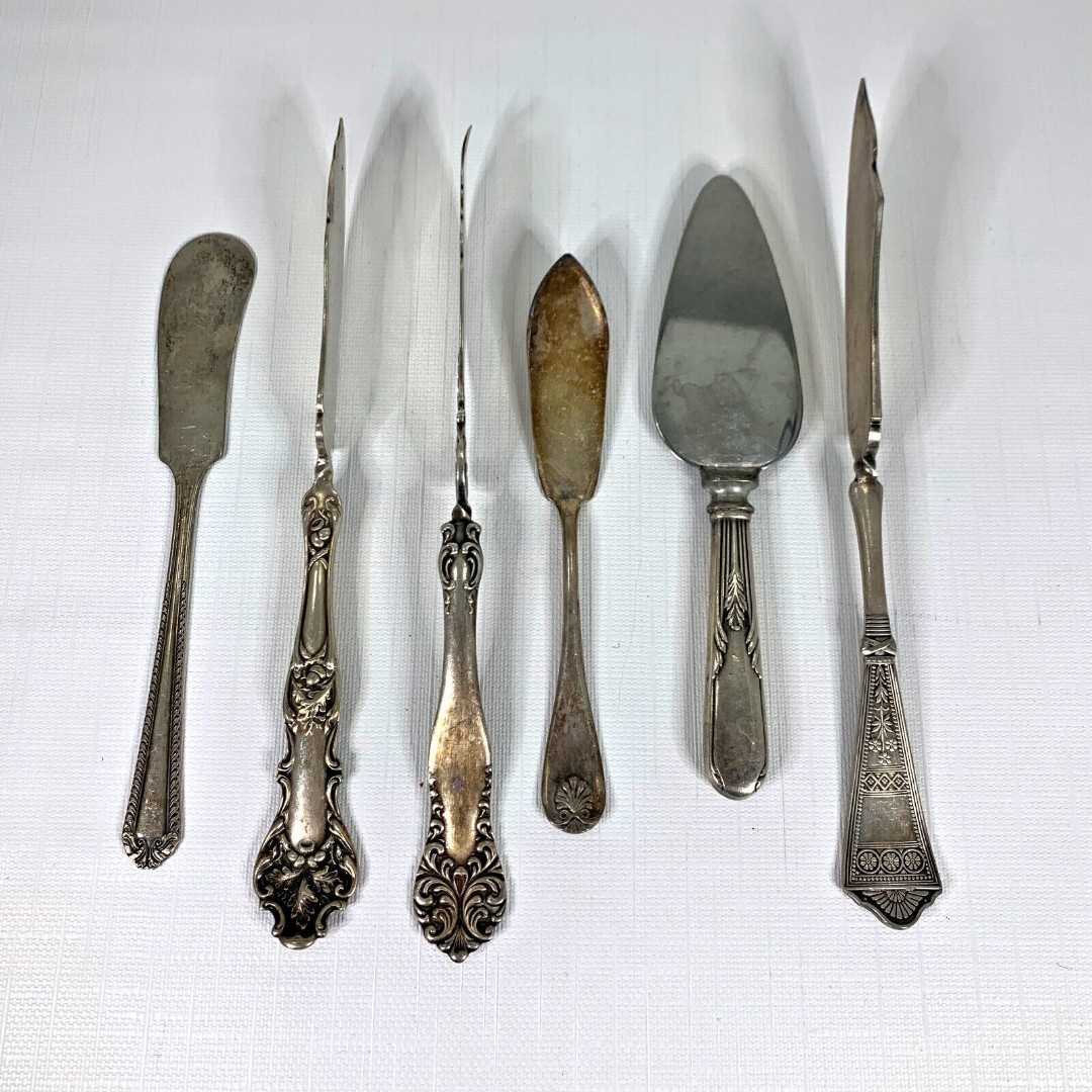 Silverplate Twisted Master Butter Knifes Servers Lot 6 Cottage Core Antique Vtg