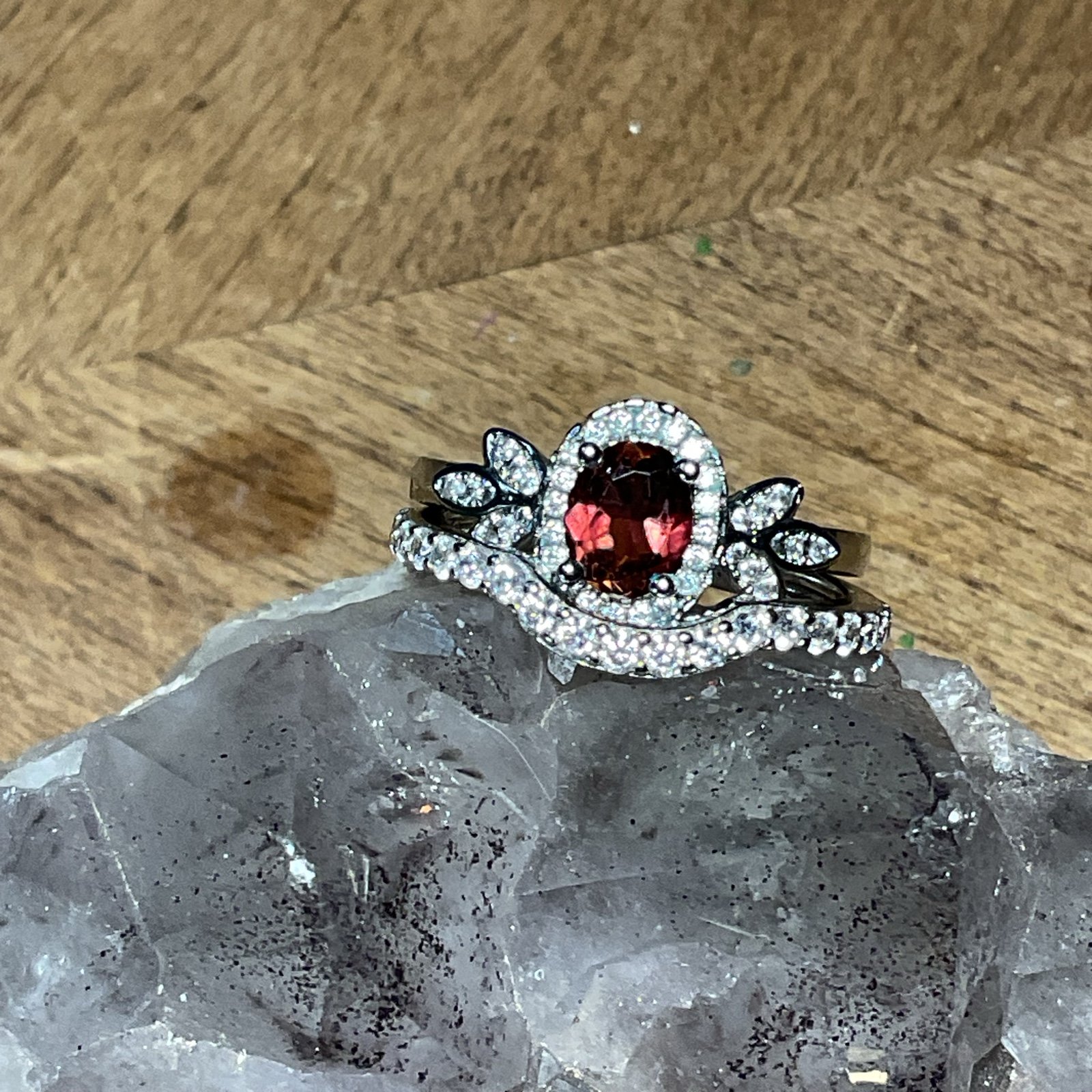 Morganite.925 Silver Wedding Set