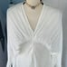 Commense NWT Women’s Pleated Long Flutter Sleeve Off White V Neck Blouse Medium