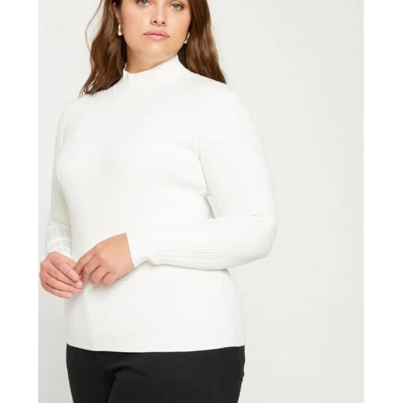 Universal Standard Mockneck Ribbed Sweater in Ivory / Cream Size XS (10-12) BNWT
