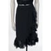 Vintage 1990s 90s Black Silk Ruffled True Wrap Skirt M Goth Gothic Minimalist