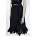 Vintage 1990s 90s Black Silk Ruffled True Wrap Skirt M Goth Gothic Minimalist