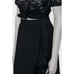 Vintage 1990s 90s Black Silk Ruffled True Wrap Skirt M Goth Gothic Minimalist