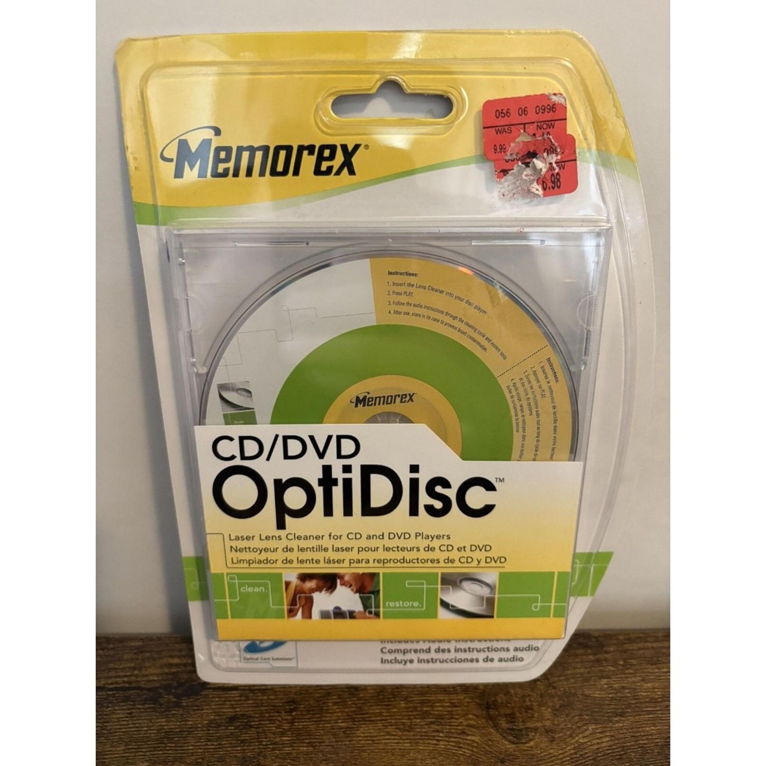 Memorex CD/DVD Optidisc Laser Lens Cleaner in Package
