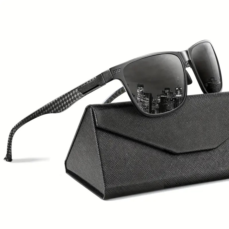 Mens Sunglasses Polarized, Luxury Carbon Fiber Temple Sunglasses for Men