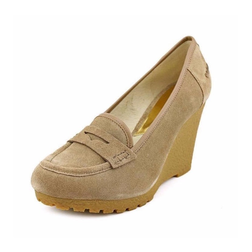 MICHAEL Michael Kors Womens Rory Suede Taupe Loafer Wedge Shoes Size 9.5 NEW