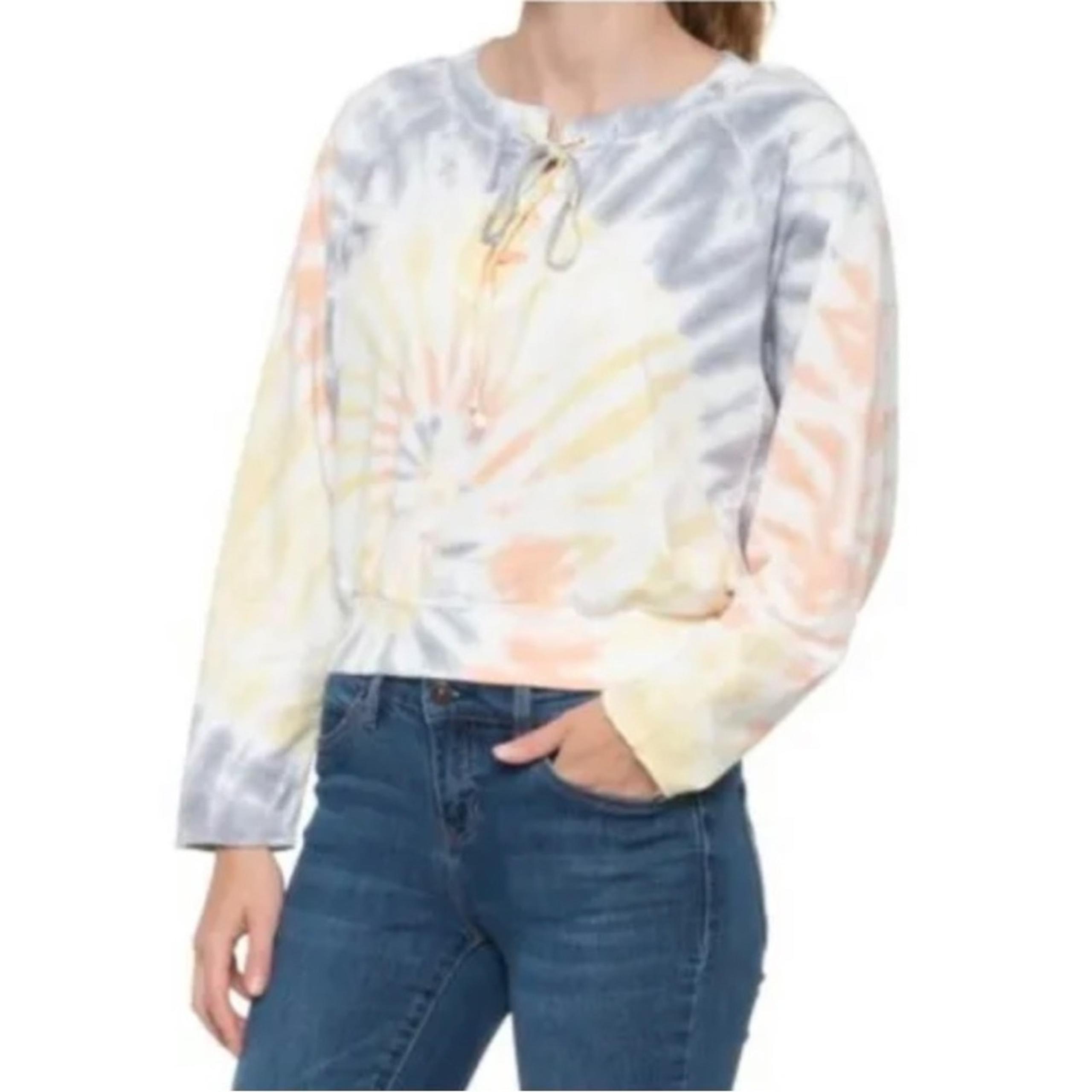 YOUNG FABULOUS & BROKE WOMEN'S TIE DYE DOLMAN SLEEVE PULLOVER SWEATER SIZE SMALL
