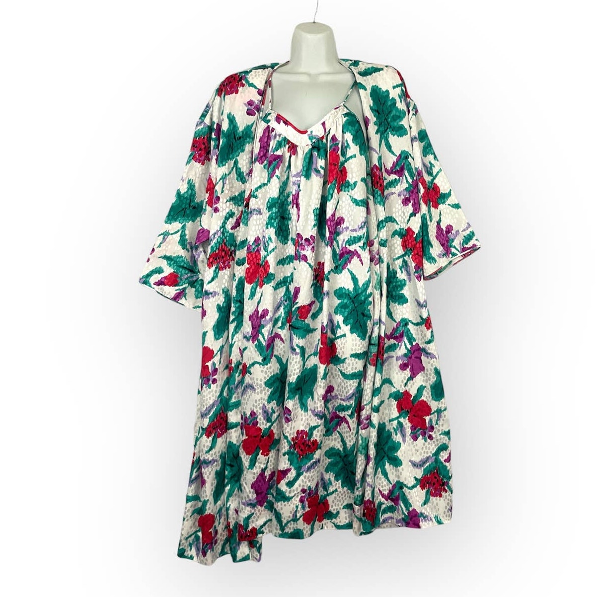 VTG Neiman Marcus Floral Nightgown Robe Set MEDIUM - Mary McFadden Women's