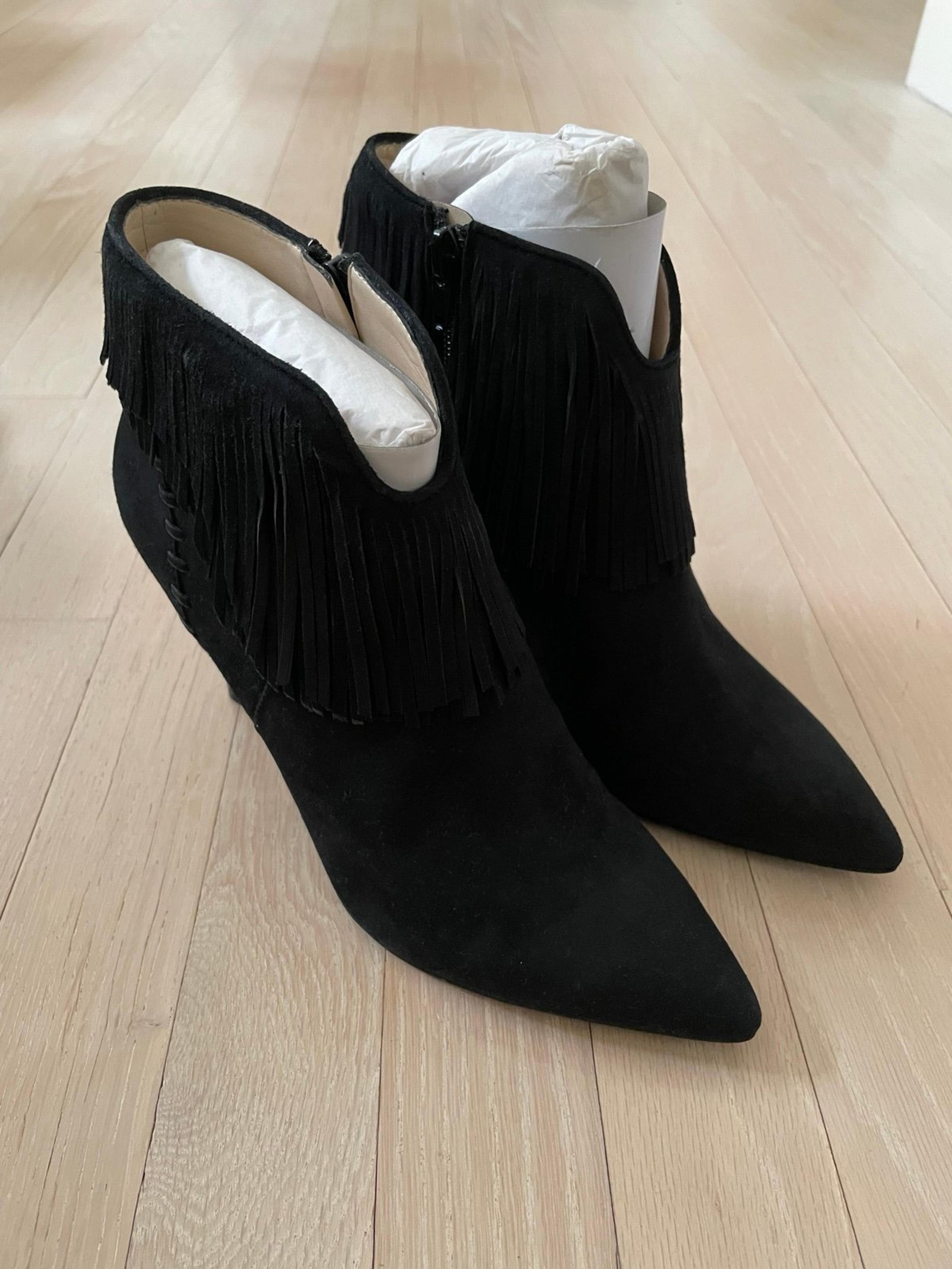Nine West Black Fringe Booties