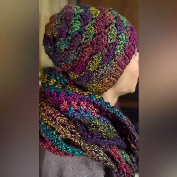 Handmade Crochet Northern Lights Hat/Scarf Set