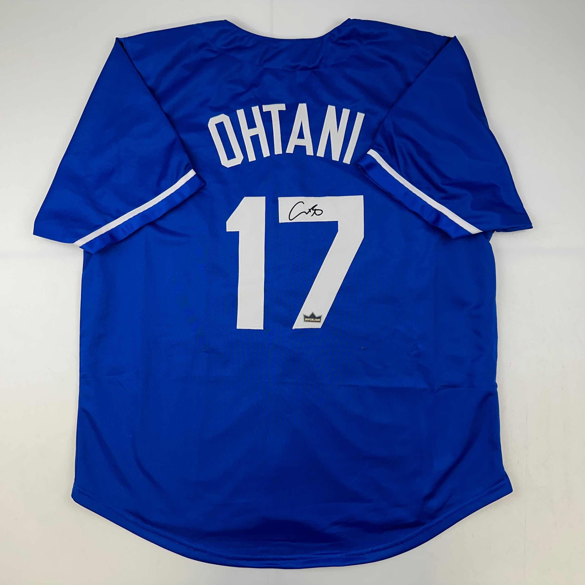 Facsimile Autographed Shohei Ohtani Los Angeles LA Blue Auto Jersey Size Men's