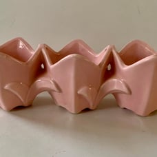 Vintage 1940 Mc Coy Pottery Triple Tulip Planter American Art Pottery
