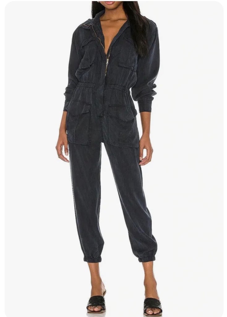 NWT YOUNG FABULOUS & BROKE Size Small Long Sleeve Henry Jumpsuit Color Navy