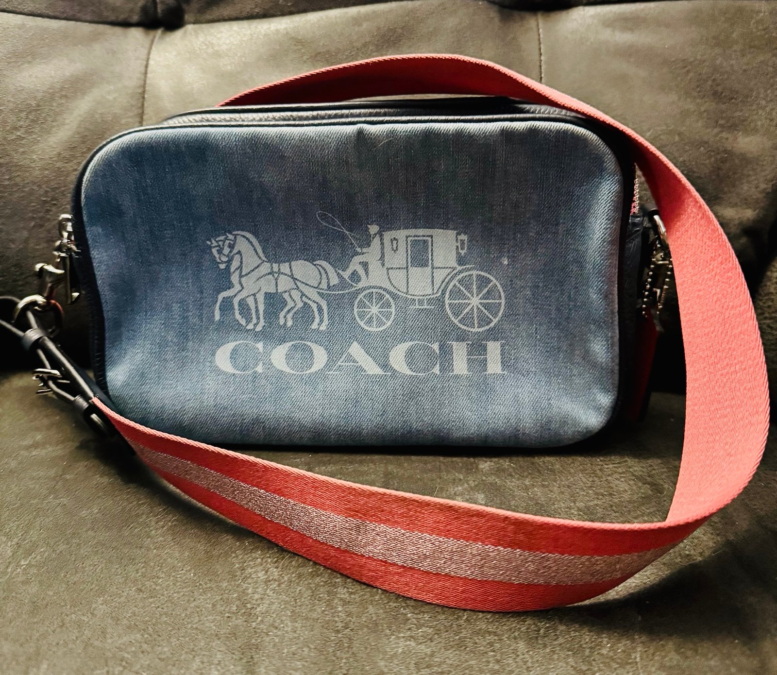 Coach JES Convertible Denim & Leather Crossbody Bag ~