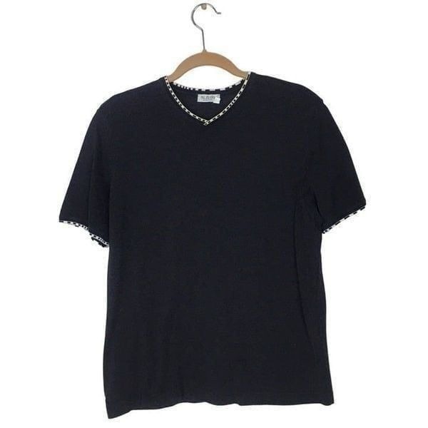 Pal Zileri Mens V-neck Black Shirt Size Large