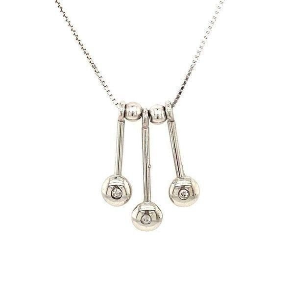 14k 3-Diamond Circle Pendant Necklace
