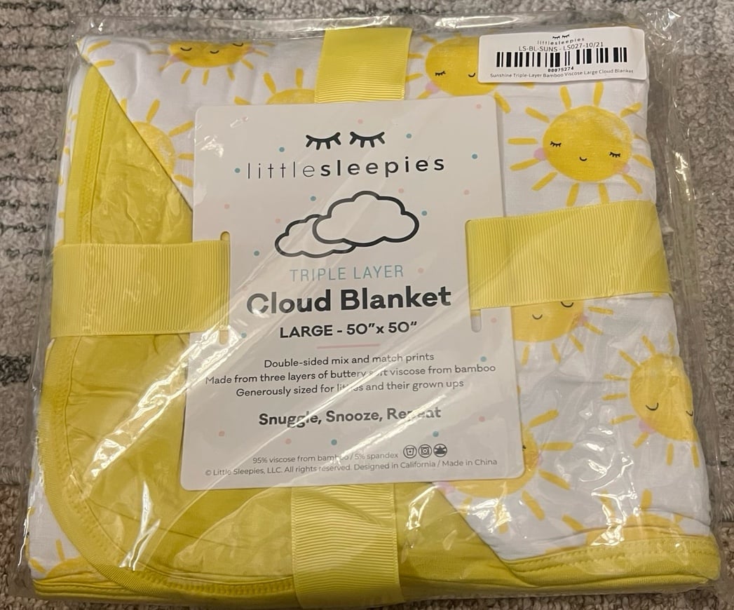 New little sleepies yellow sunshine bamboo blanket