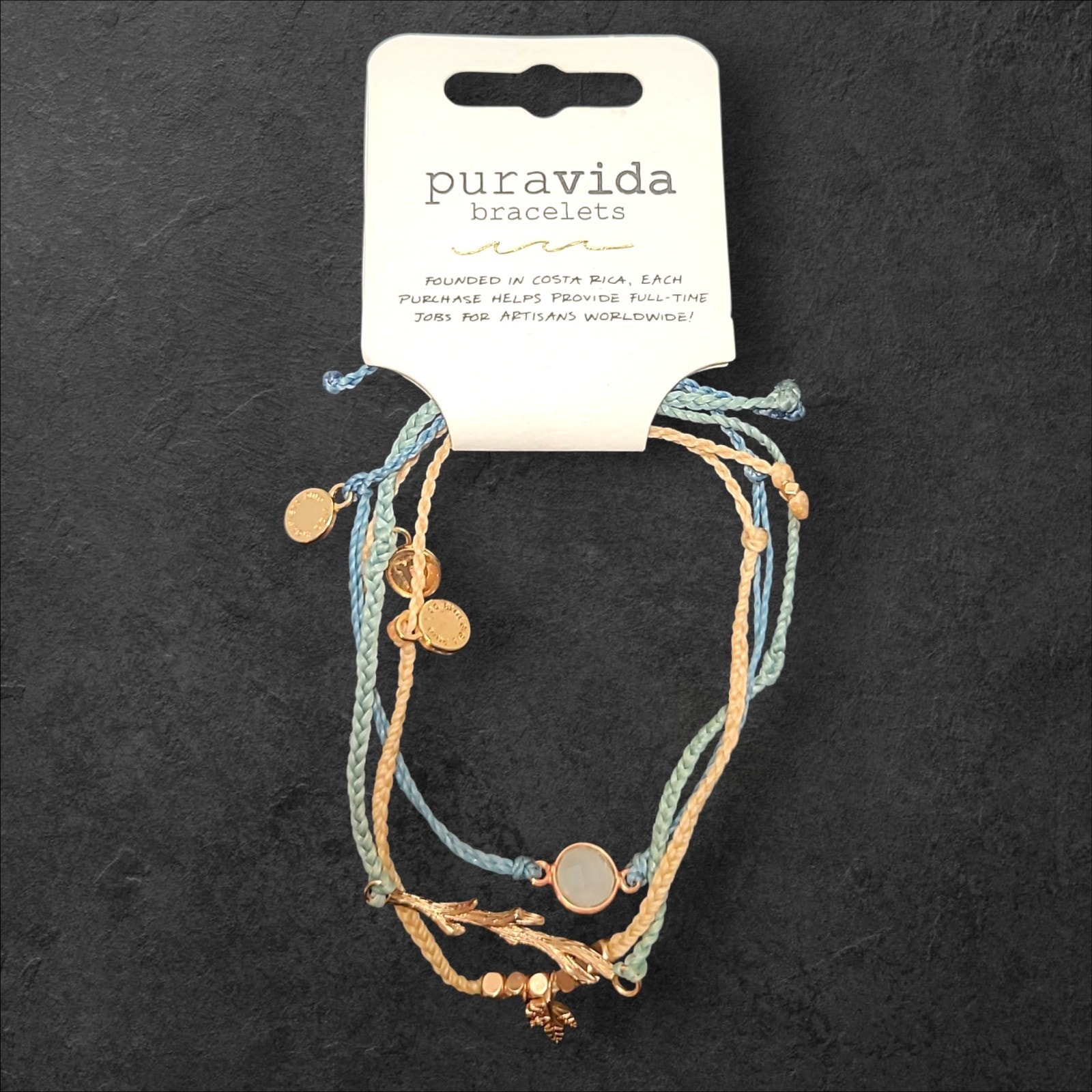 Retired Pura Vida Bracelets November 2018 monthly club w branch, moonstone, leaf