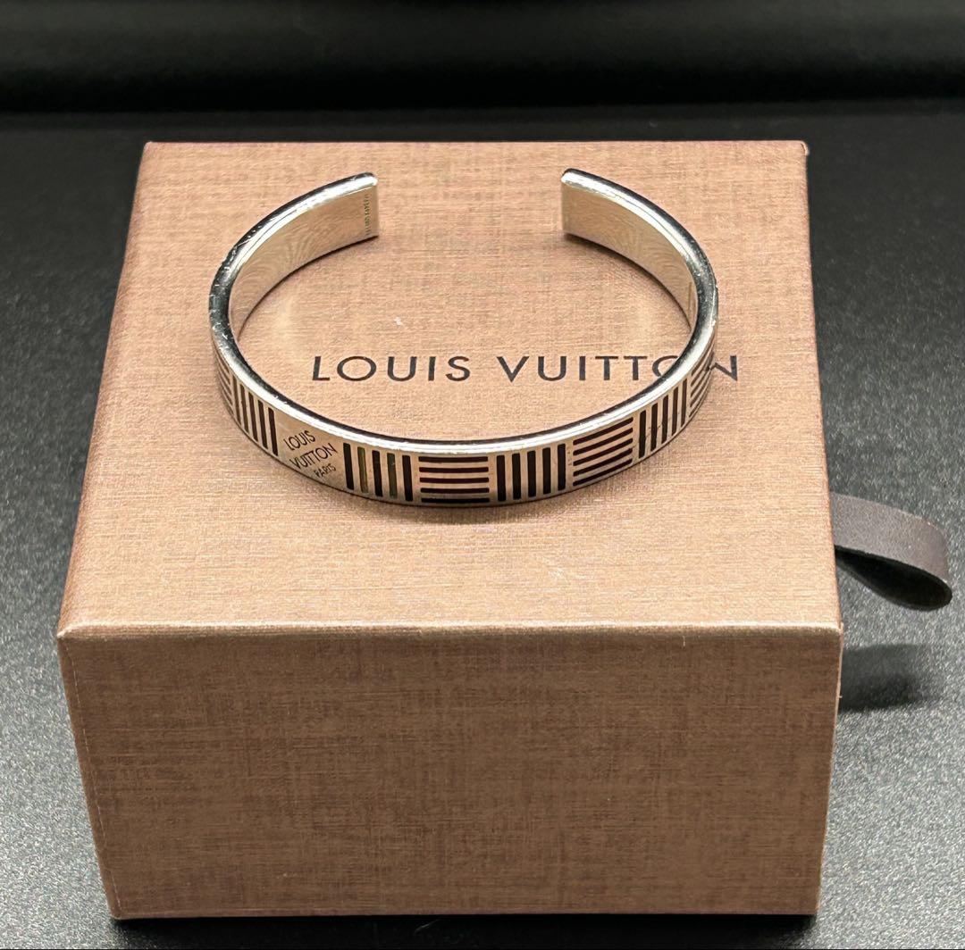 Authentic Louis Vuitton Jonc Damier Bangle Bracelet Silver
