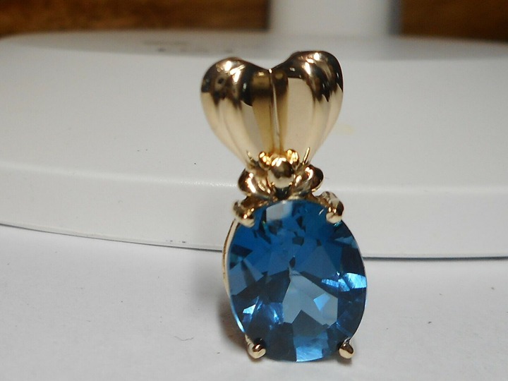 Slide Pendant 10k London Blue Color Topaz