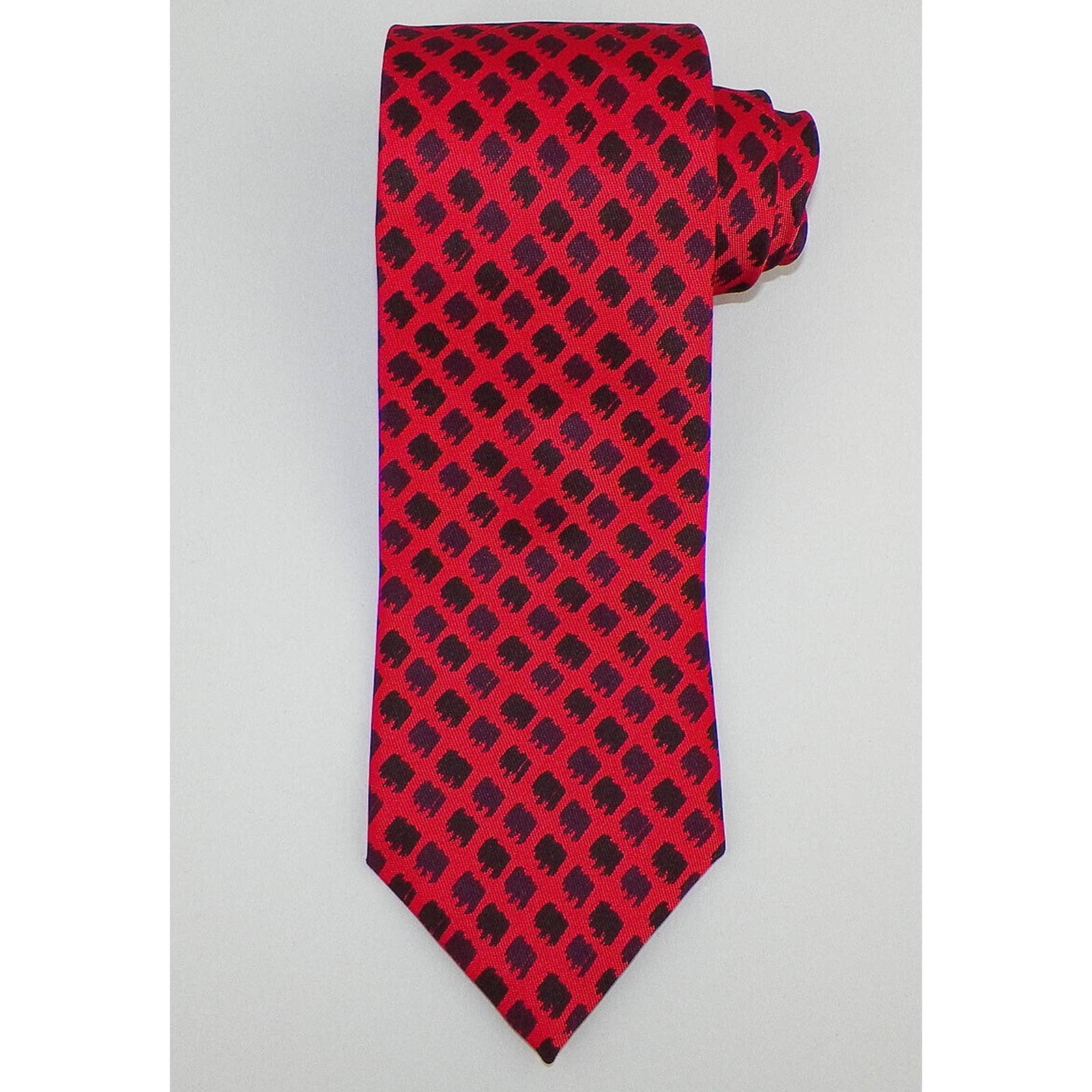 CHARVET Mens Red Black Plum BRUSH STROKES Silk Tie France EUC