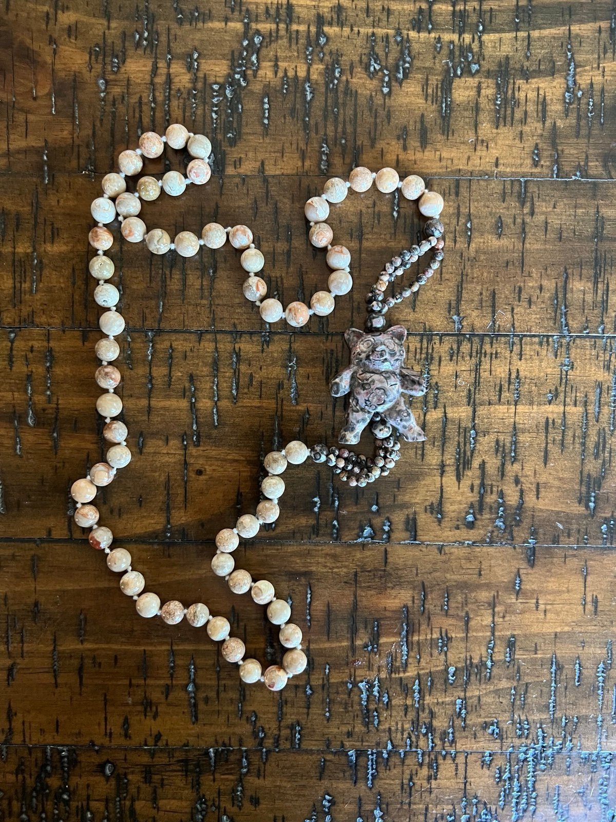 Vintage Leopard Skin Jasper Crystal Stone Bear