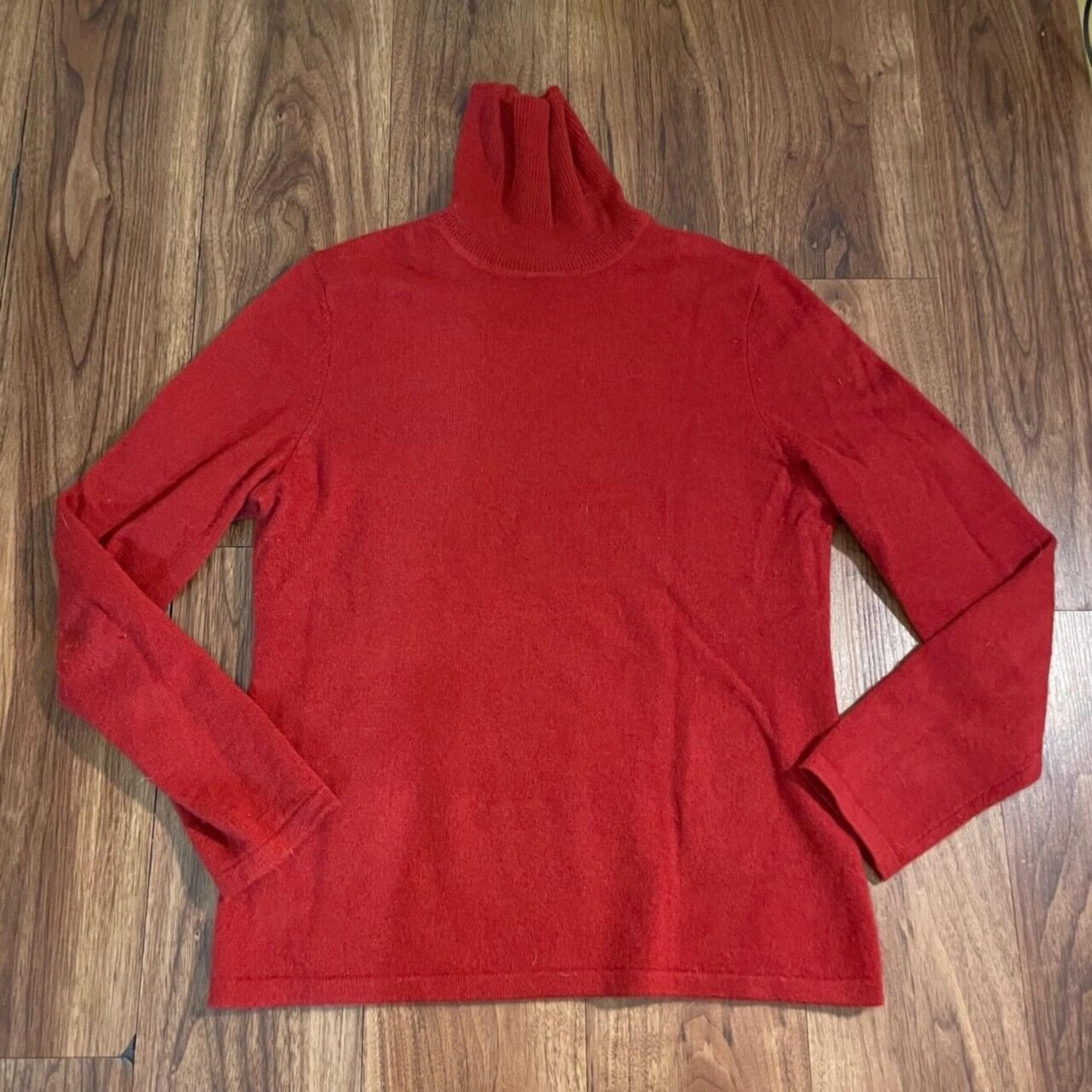Lord & Taylor 100% Cashmere Turtleneck Preppy Pullover Red Sweater Womens Medium