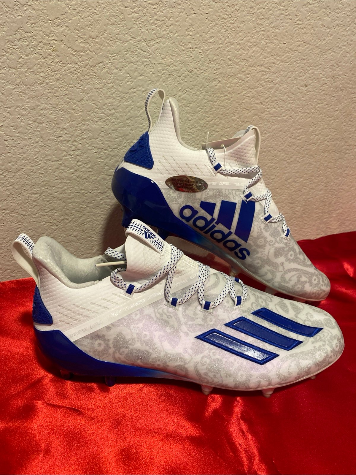 Adidas Adizero Young King Blue White Floral Football Cleats FU6707 Men’s Size 9