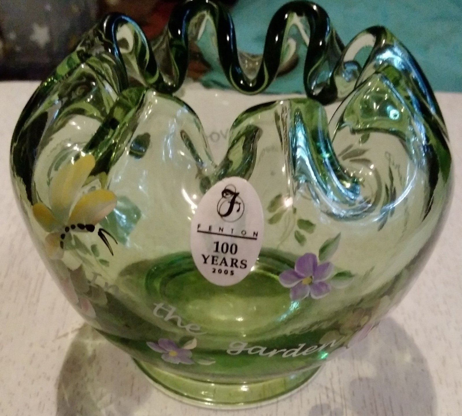 Vintage Fenton Handpainted Your a Rose in the Garden of Friendship Rose Bowl