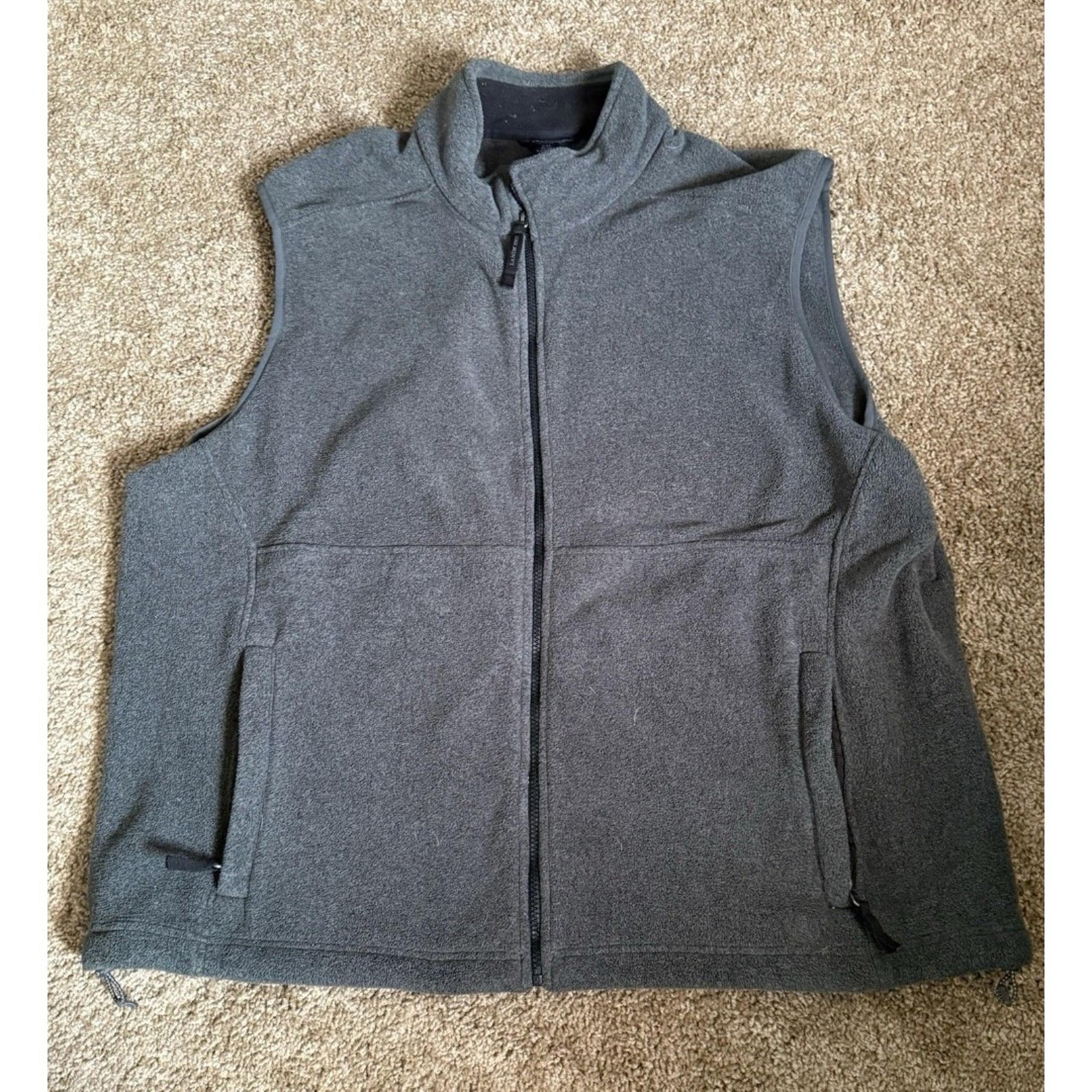 Lands End Vest Mens Size XXL 50-52 Charcoal  Gray Fleece Full Zip