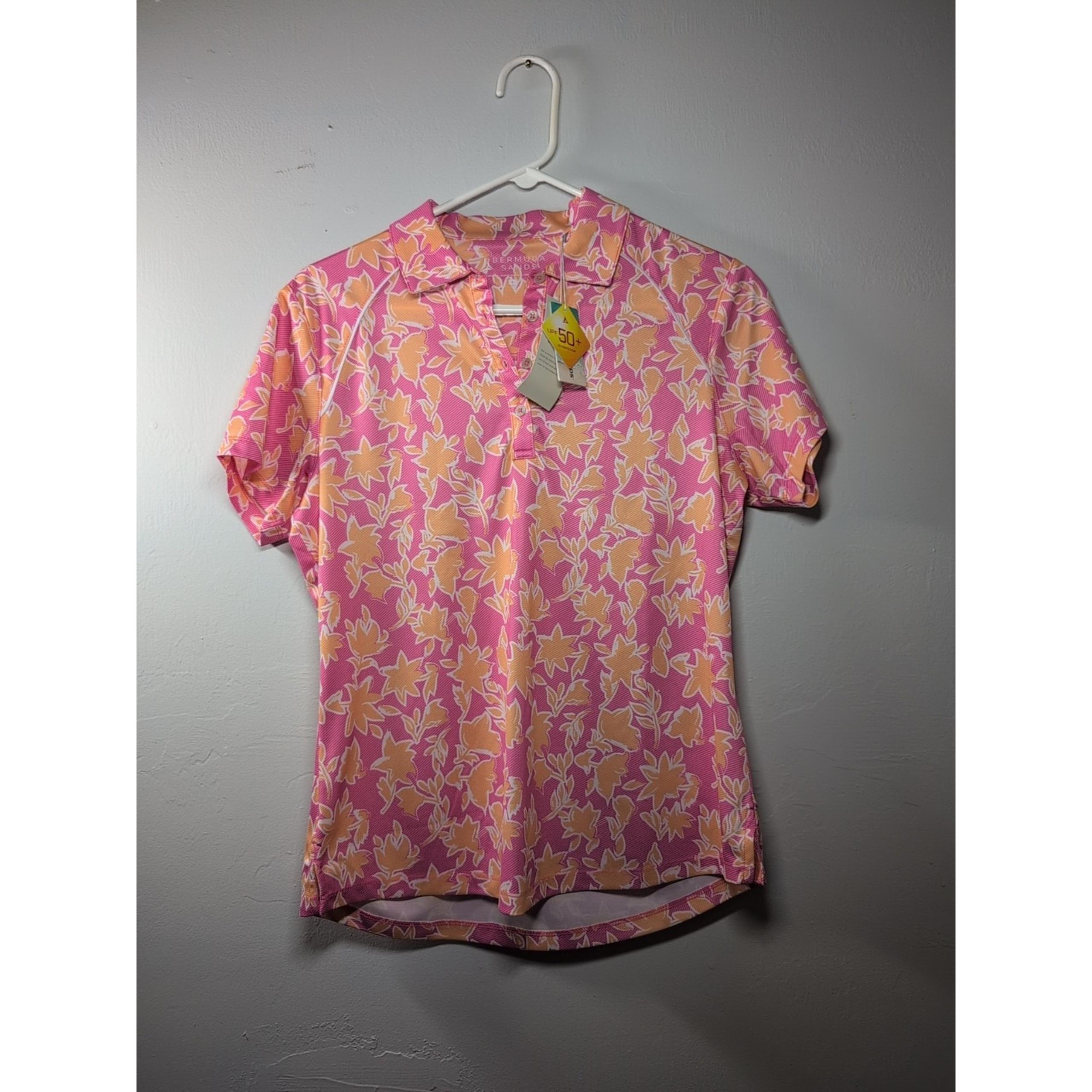 Bermuda Sands Golf Polo UPF 50+ UV Protection Floral Print Athletic Top N, NWT