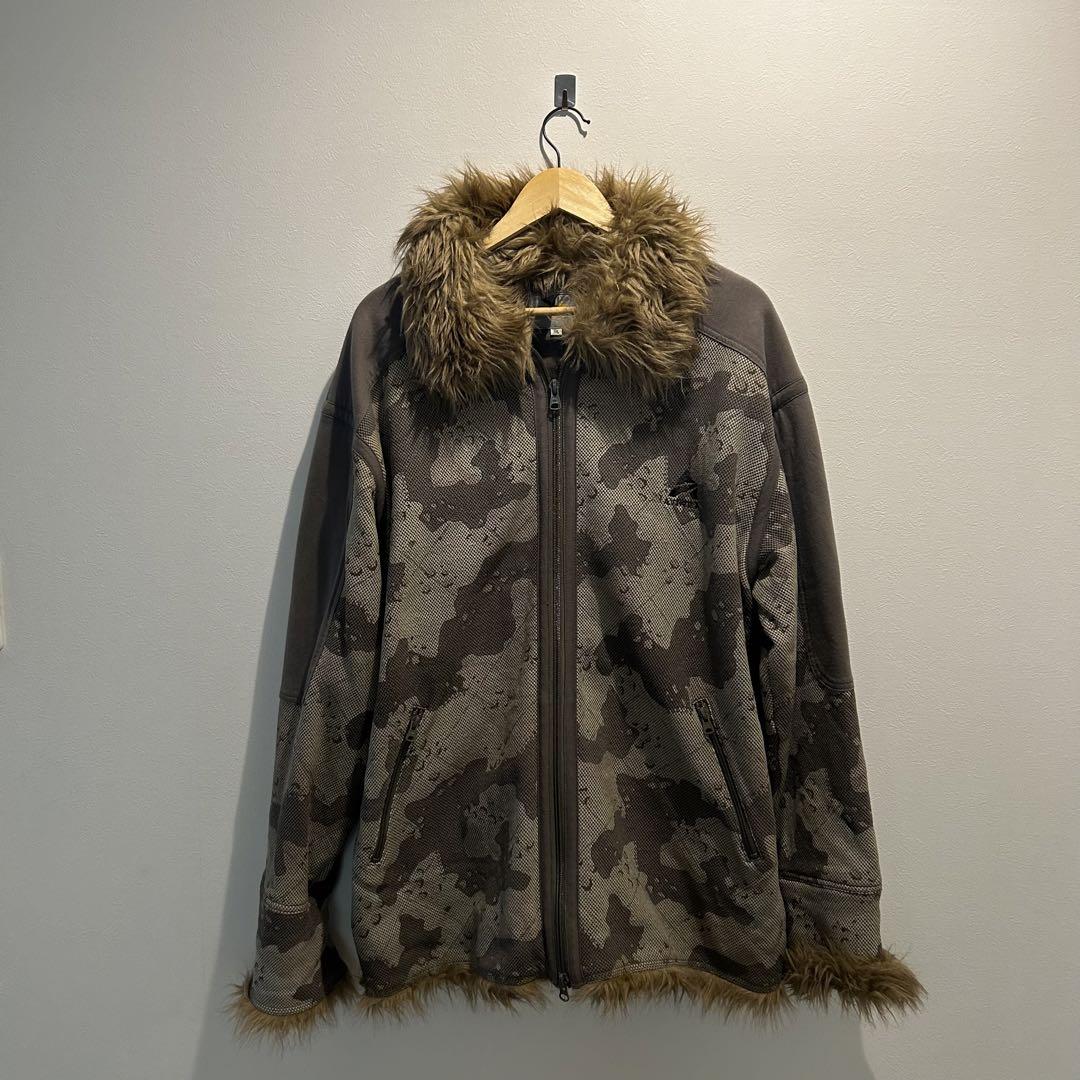 Avirex Chocolate Chip Camo Faux Fur Military Jacket 2XL