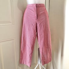 Red and white gingham cropped capris trousers pants with a relaxed fit and pocke