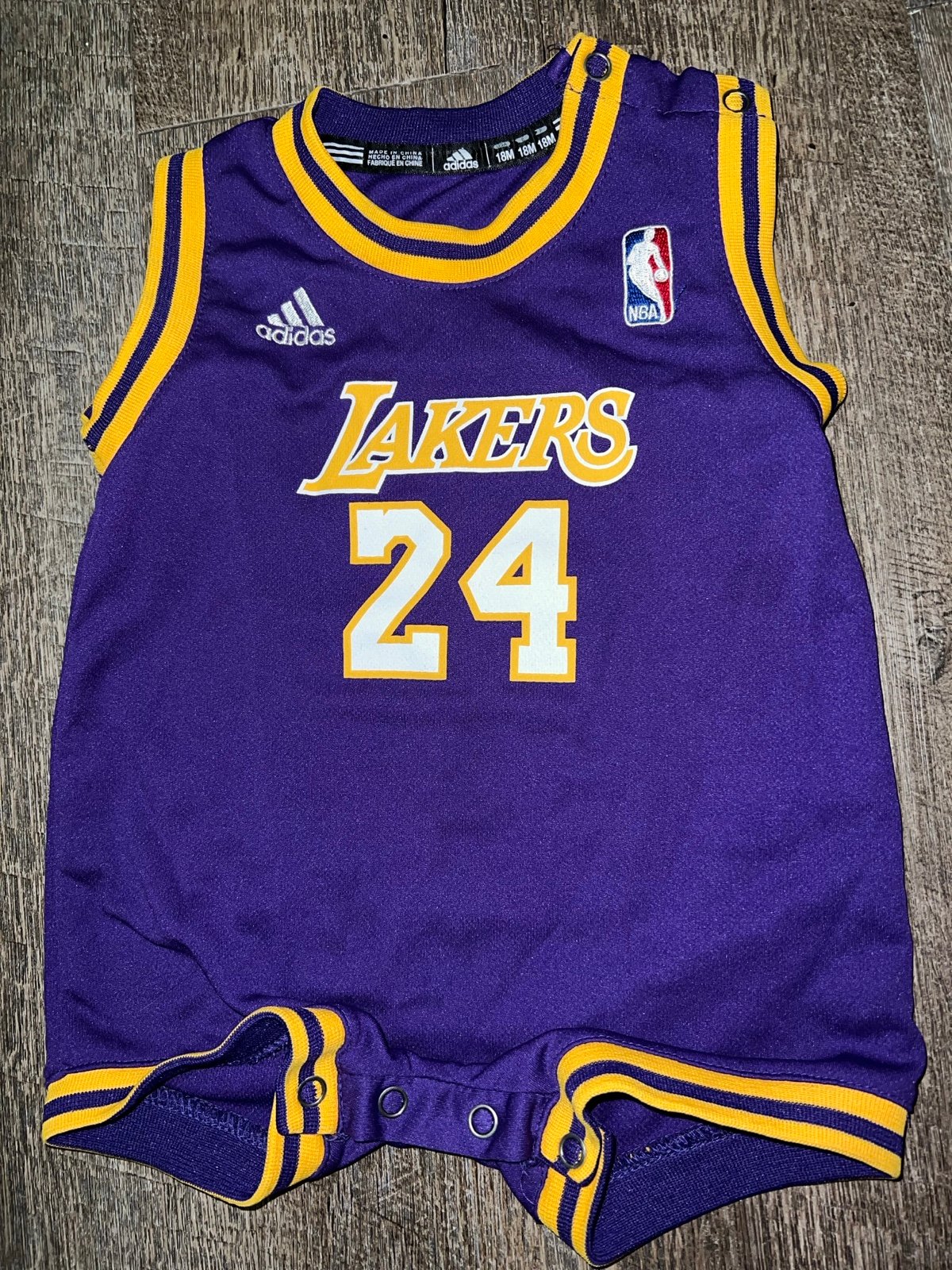 Vintage Adidas Los Angeles Lakers Kobe Bryant 24 Toddler Jersey Onesie 18M
